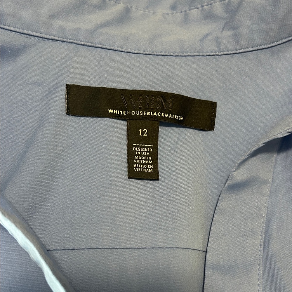 White House Black Market Sleeveless Rushed Front Shirt Tranquil Blue Size 12 - Picture 4 of 8